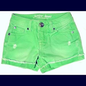 Girls Justice Neon Green Distressed Shorts Size 8S